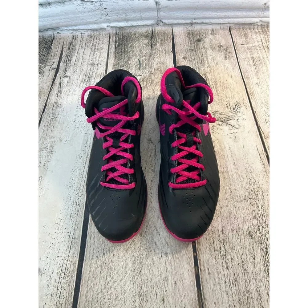 UNDER ARMOUR Unisex Youth Jet Black Basketball Mid-High Sneakers / Size: 4Y